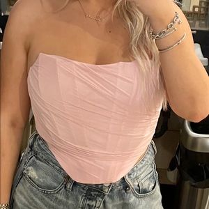 light pink zip back mesh tube top